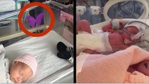 Hun fødte et par tvillingepiger, men det var ikke derfor, der viste sig en viole